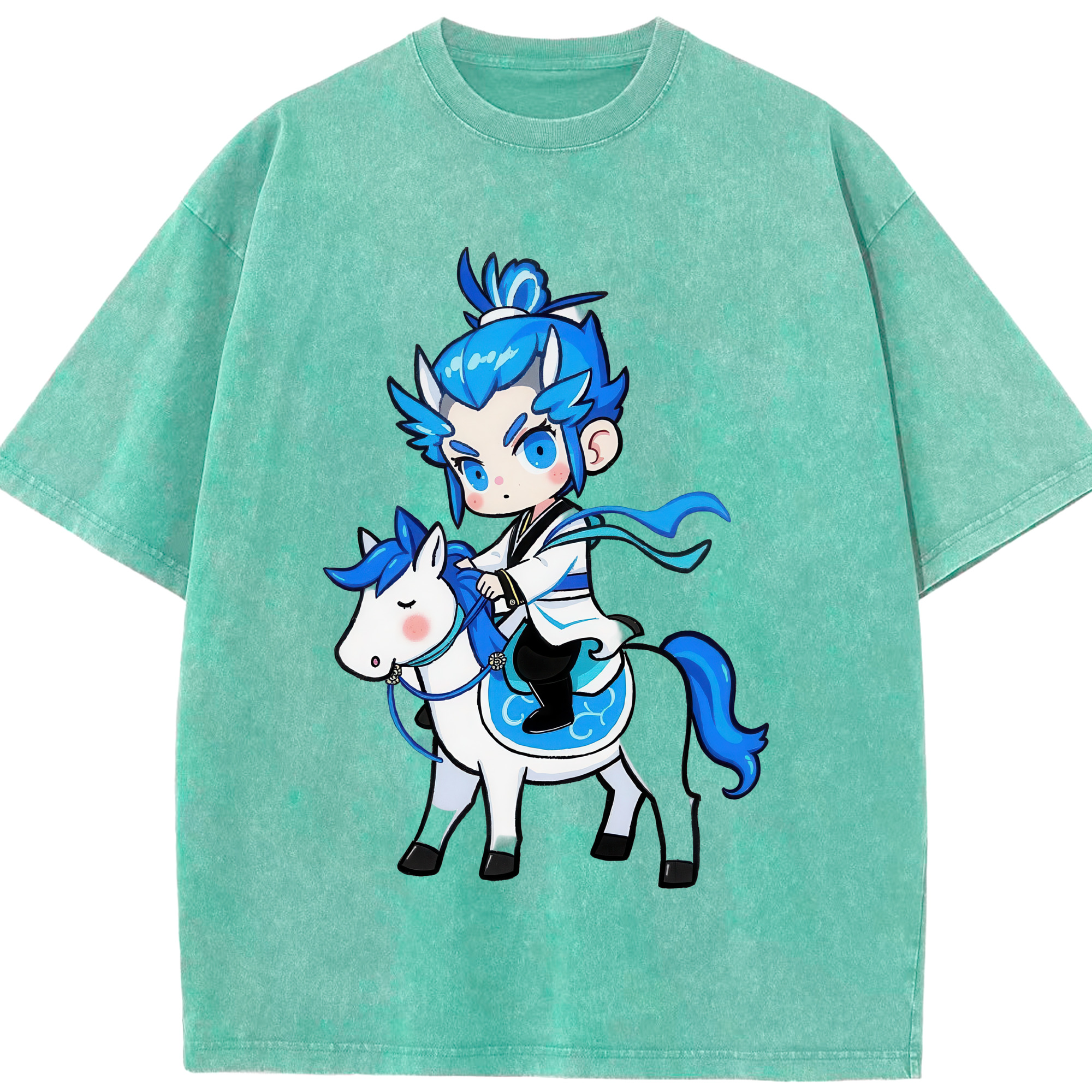 （画像用） Ne Zha 2 ナタ 魔童の大暴れ 綿100% ヴィンテージ風 半袖Tシャツ（フロントプリント）